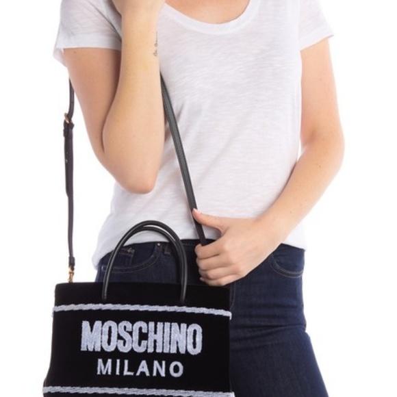 MOSCHINO COUTURE VELVET SIGNATURE TOTE - Picture 1 of 4